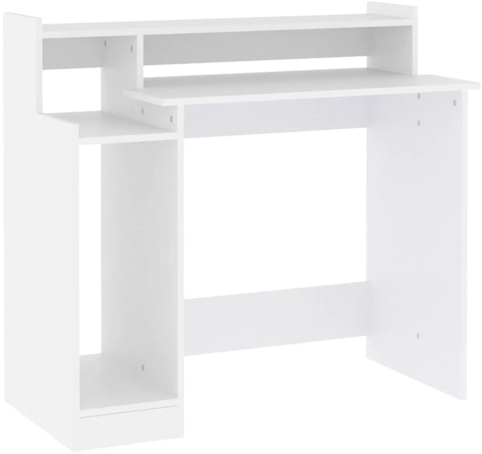 Rašomasis stalas su LED apšvietimu, baltas, 97x45x90cm, mediena