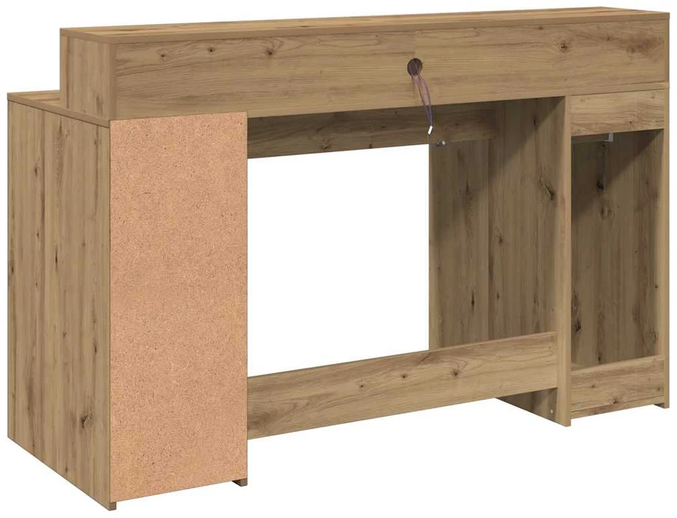 Rašomasis stalas su LED, artisano ąžuolo, 140x55x91cm, mediena