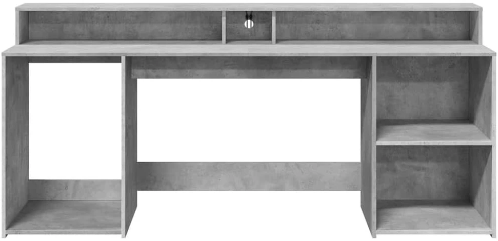 Rašomasis stalas su LED, betono pilkas, 200x55x91cm, mediena