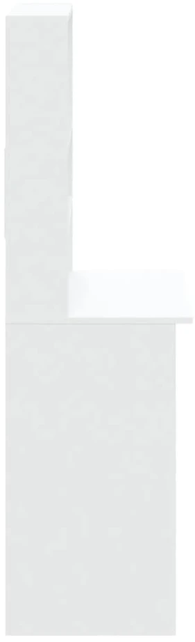 Rašomasis stalas su lentynomis, baltas, 102x45x148cm, mediena