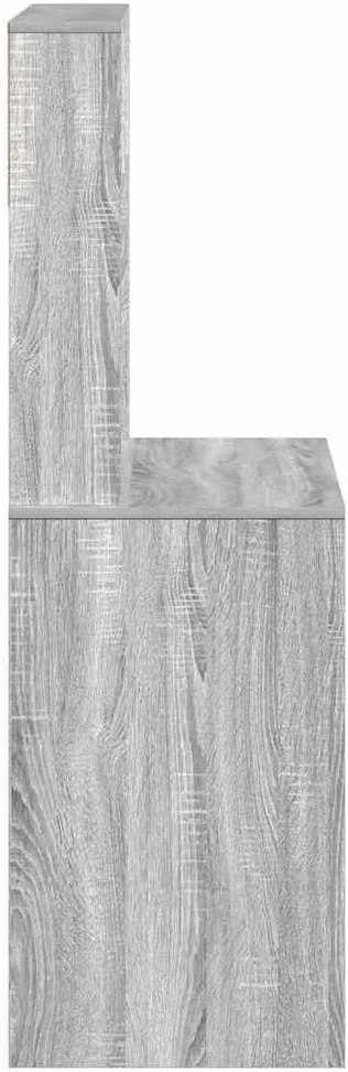 Rašomasis stalas su lentynomis, pilkas, 100x45x140cm, mediena