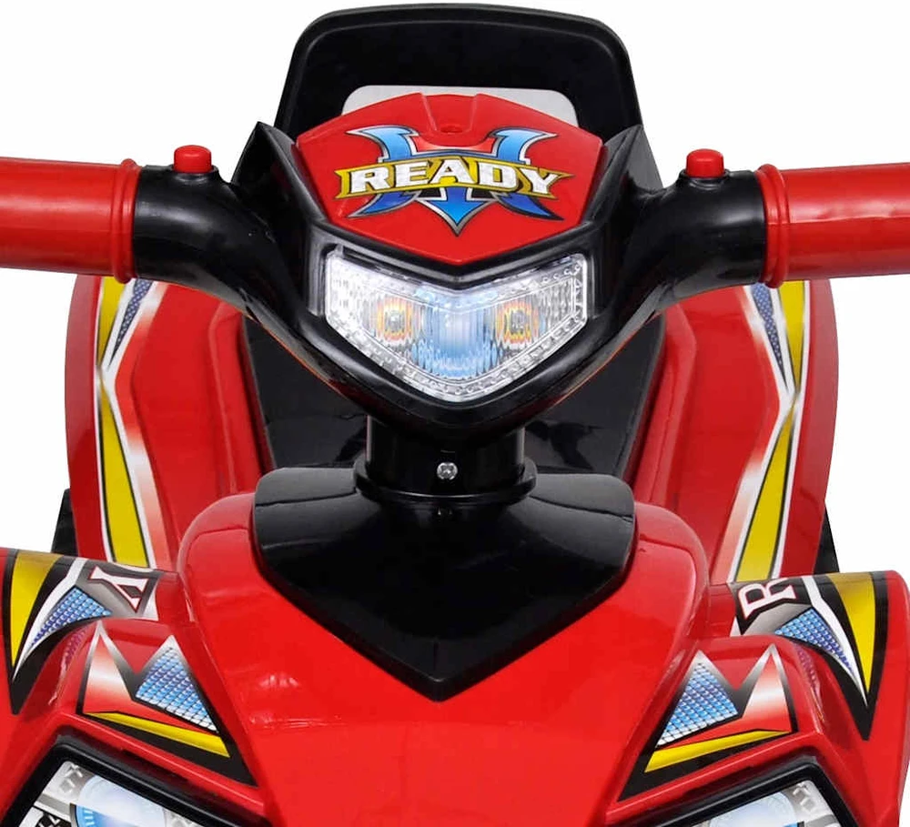 Raudonas vaikiškas keturratis motociklas su garsais ir švieselėmis