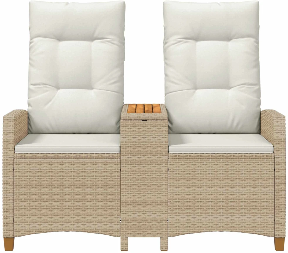 Reclining Bench with Table 2 -Seater 126 x 65 x 112 cm