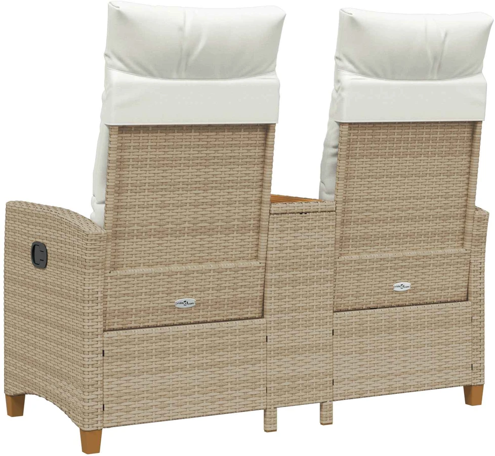 Reclining Bench with Table 2 -Seater 126 x 65 x 112 cm