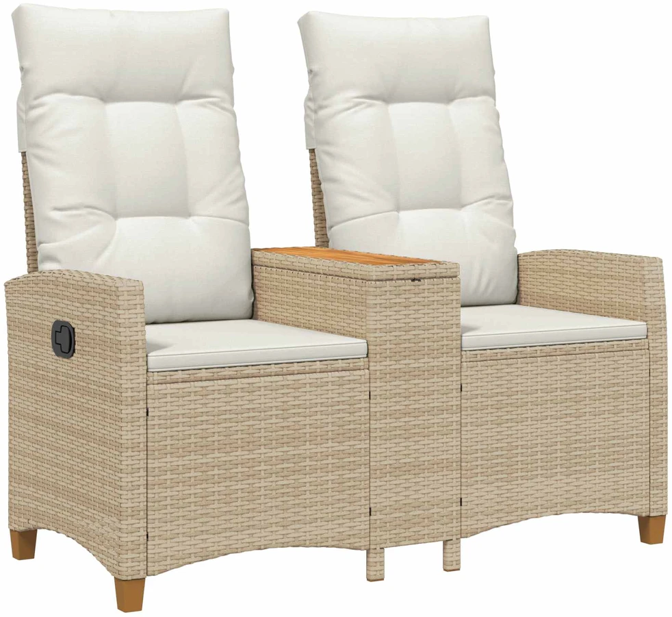 Reclining Bench with Table 2 -Seater 126 x 65 x 112 cm