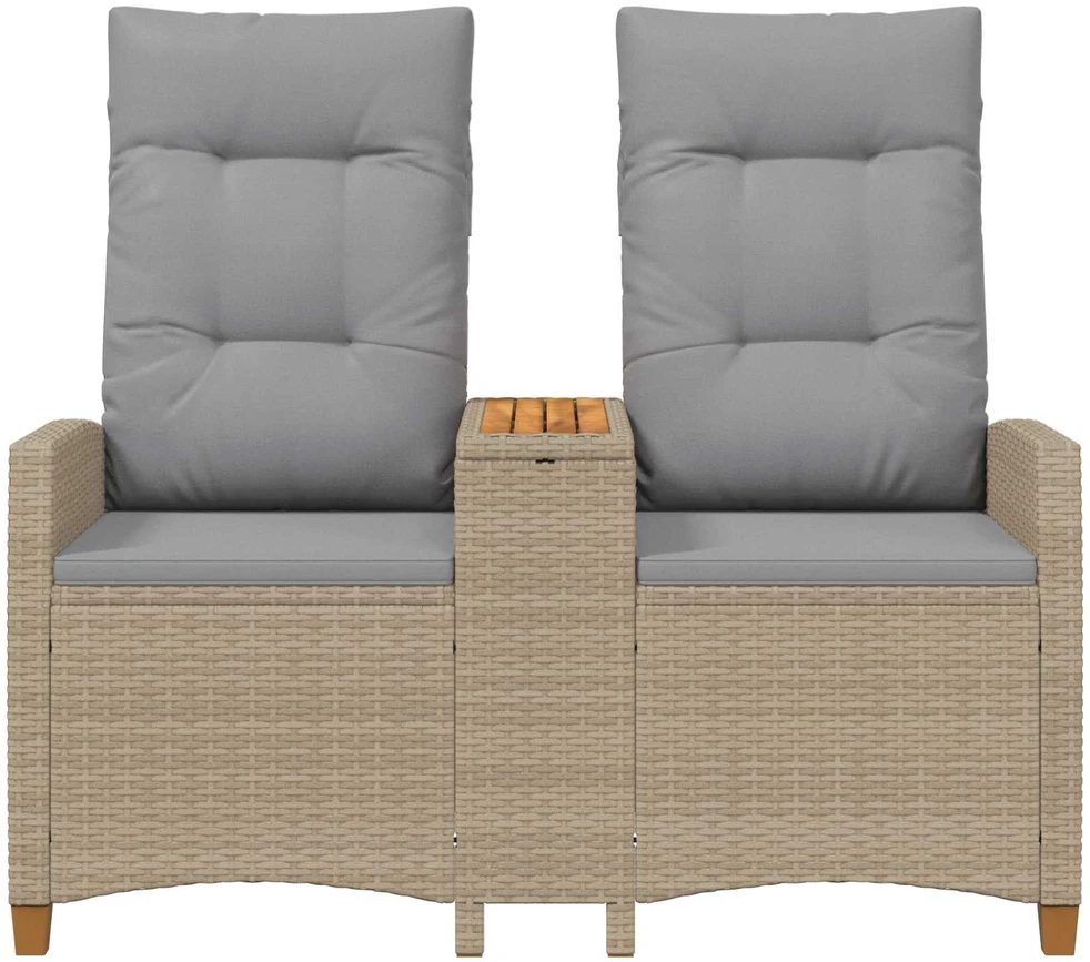 Reclining Bench with Table 2 -Seater 126 x 65 x 112 cm