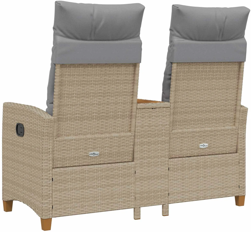 Reclining Bench with Table 2 -Seater 126 x 65 x 112 cm