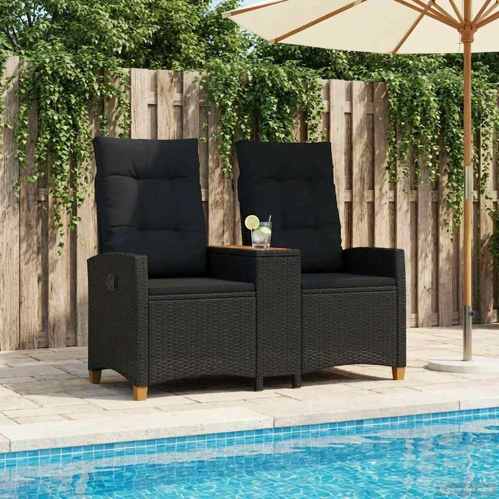 Reclining Bench with Table 2 -Seater 126 x 65 x 112 cm Juoda