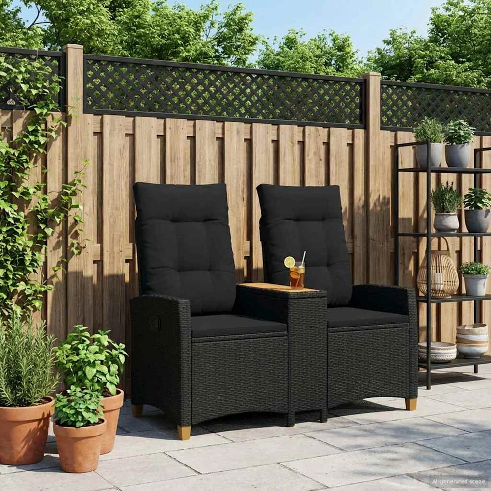 Reclining Bench with Table 2 -Seater 126 x 65 x 112 cm Juoda