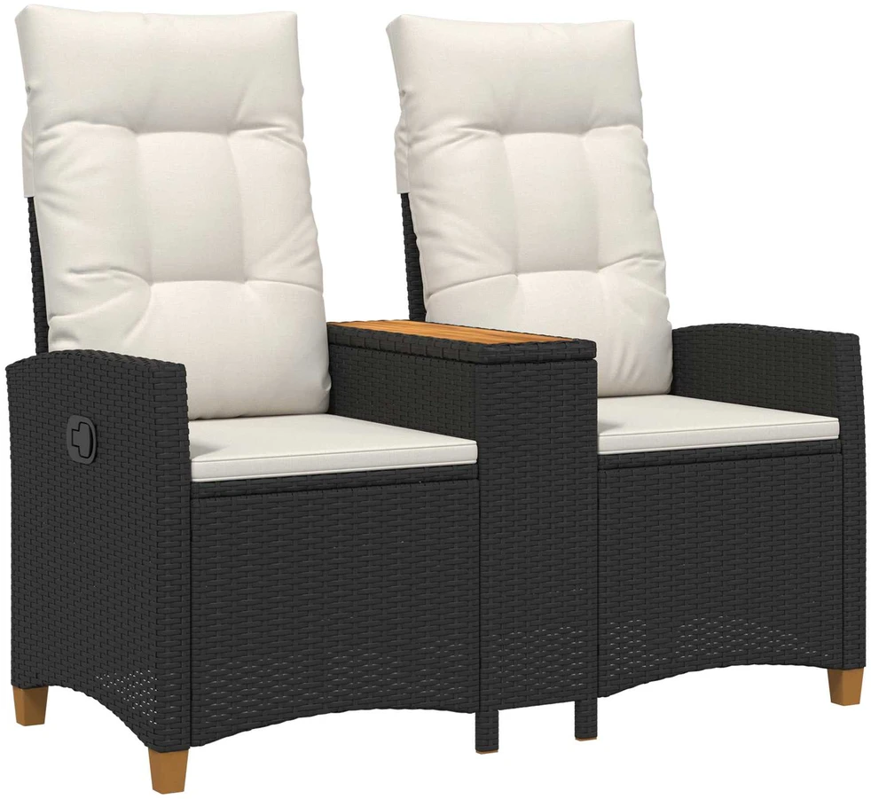 Reclining Bench with Table 2 -Seater 126 x 65 x 112 cm