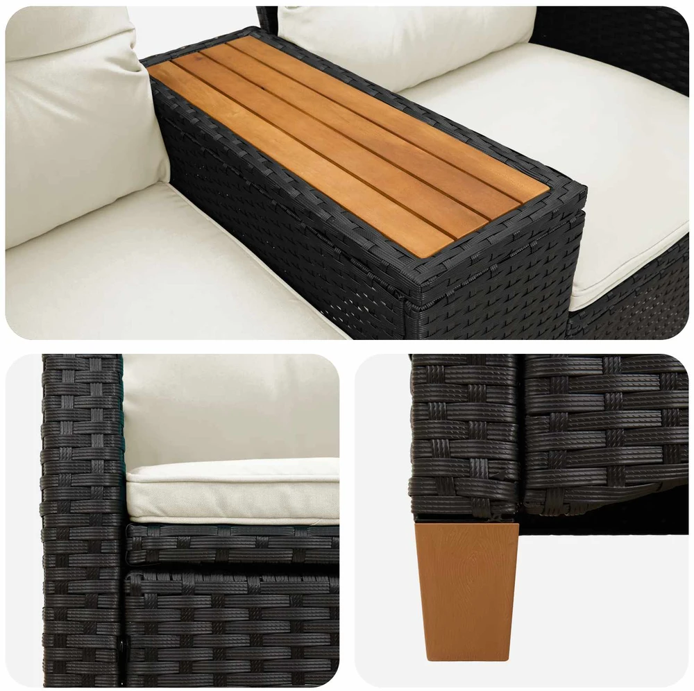 Reclining Bench with Table 2 -Seater 126 x 65 x 112 cm