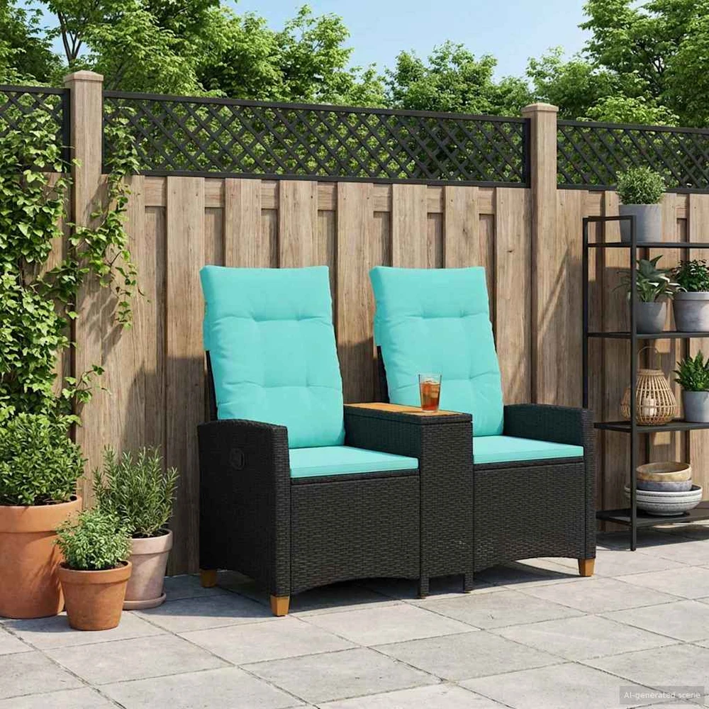 Lauko baldų komplektas Reclining Bench with Table 2 -Seater 126 x 65 x 112 cm