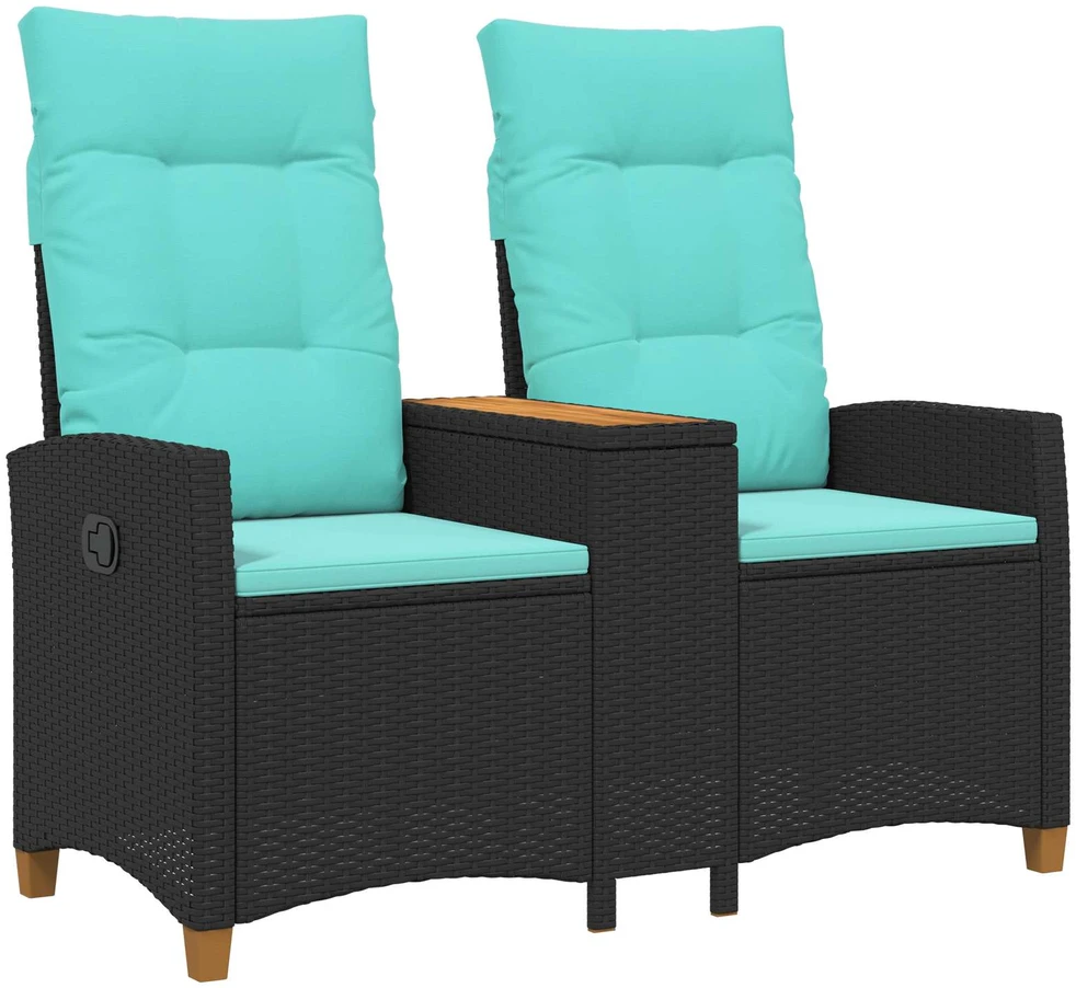 Lauko baldų komplektas Reclining Bench with Table 2 -Seater 126 x 65 x 112 cm