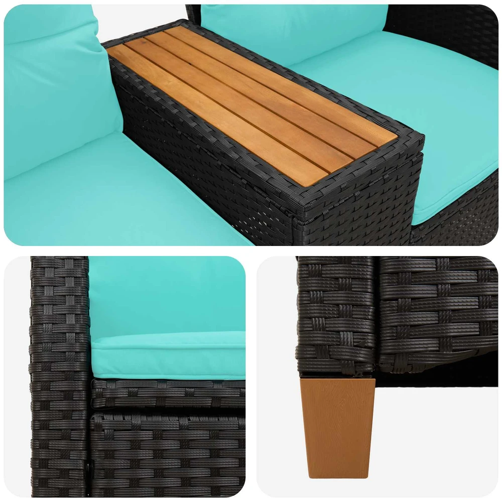 Lauko baldų komplektas Reclining Bench with Table 2 -Seater 126 x 65 x 112 cm