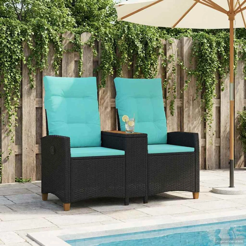 Lauko baldų komplektas Reclining Bench with Table 2 -Seater 126 x 65 x 112 cm