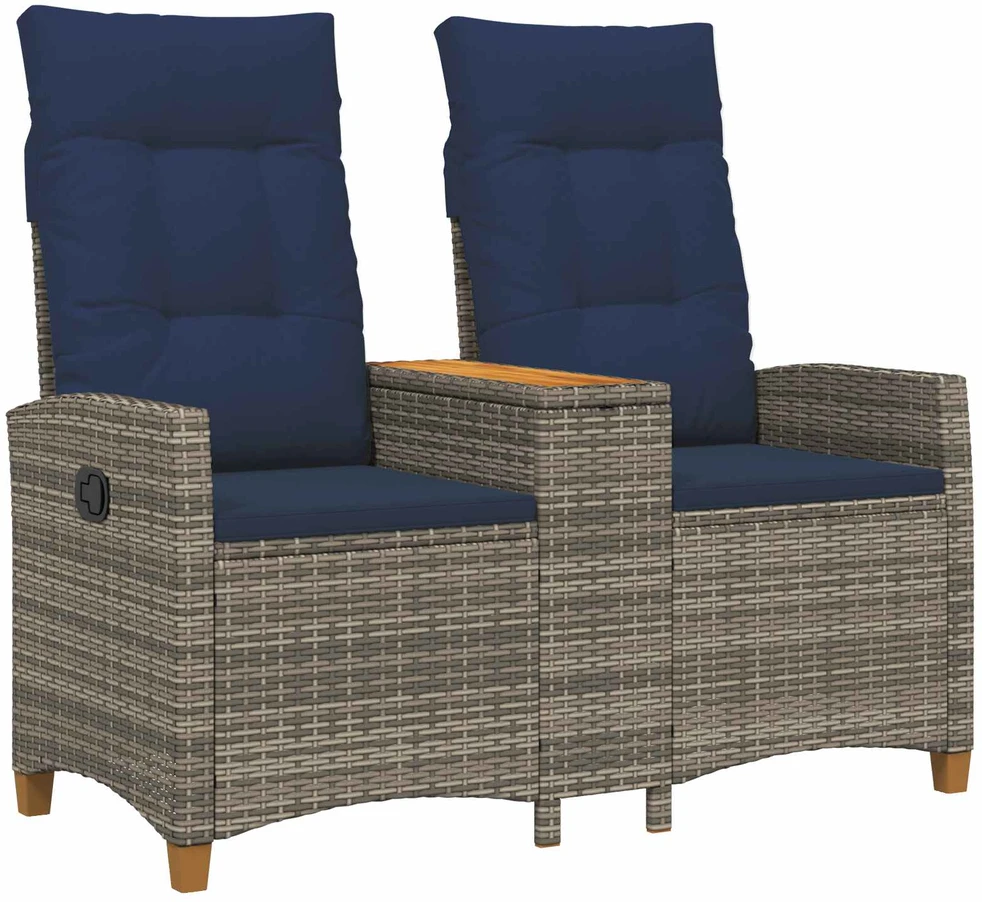 Reclining Bench with Table 2 -Seater 126 x 65 x 112 cm