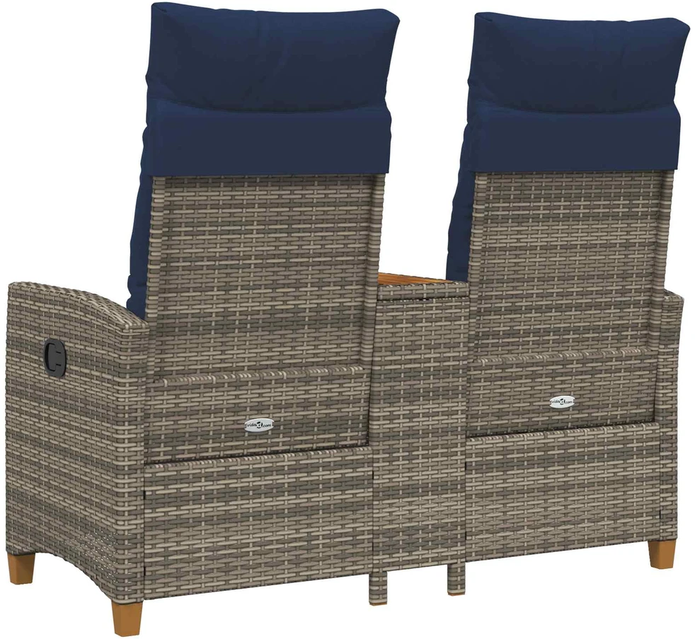 Reclining Bench with Table 2 -Seater 126 x 65 x 112 cm