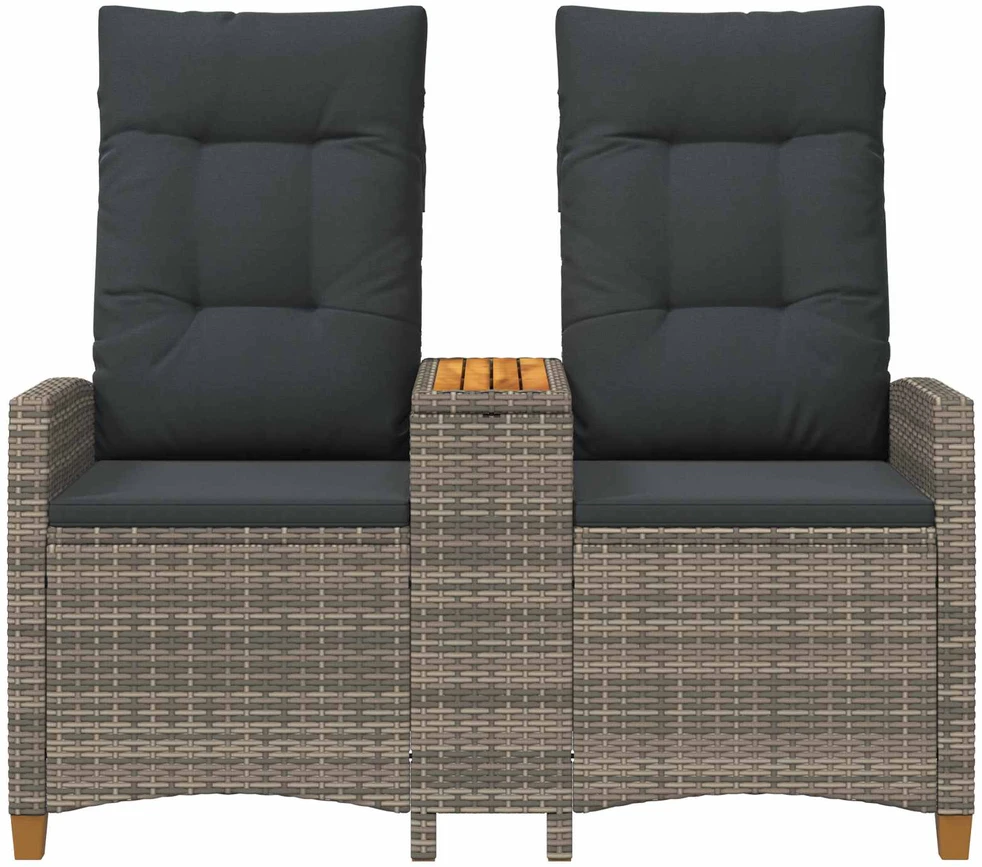 Reclining Bench with Table 2 -Seater 126 x 65 x 112 cm