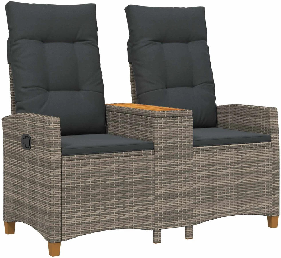 Reclining Bench with Table 2 -Seater 126 x 65 x 112 cm