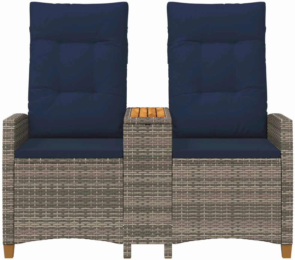 Reclining Bench with Table 2 -Seater 126 x 65 x 112 cm