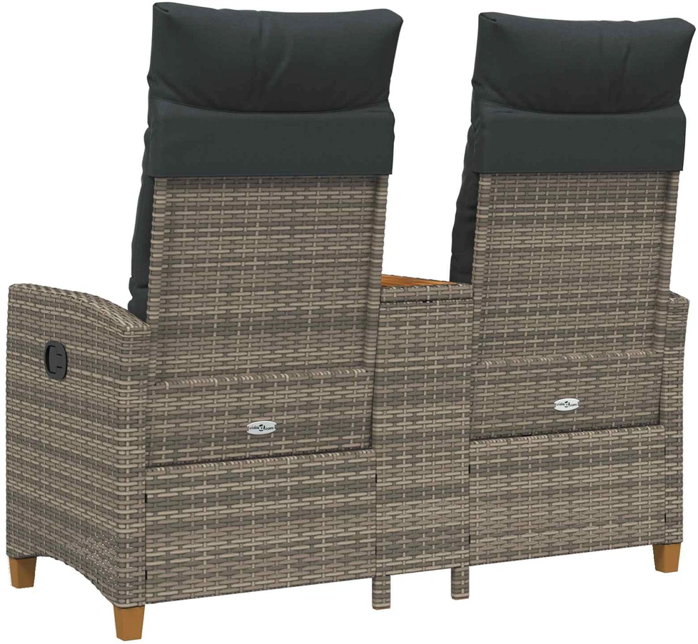 Reclining Bench with Table 2 -Seater 126 x 65 x 112 cm
