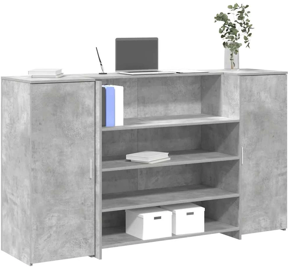 Registratūra, betono pilkas, 180x50x103,5 cm, apdirbta mediena