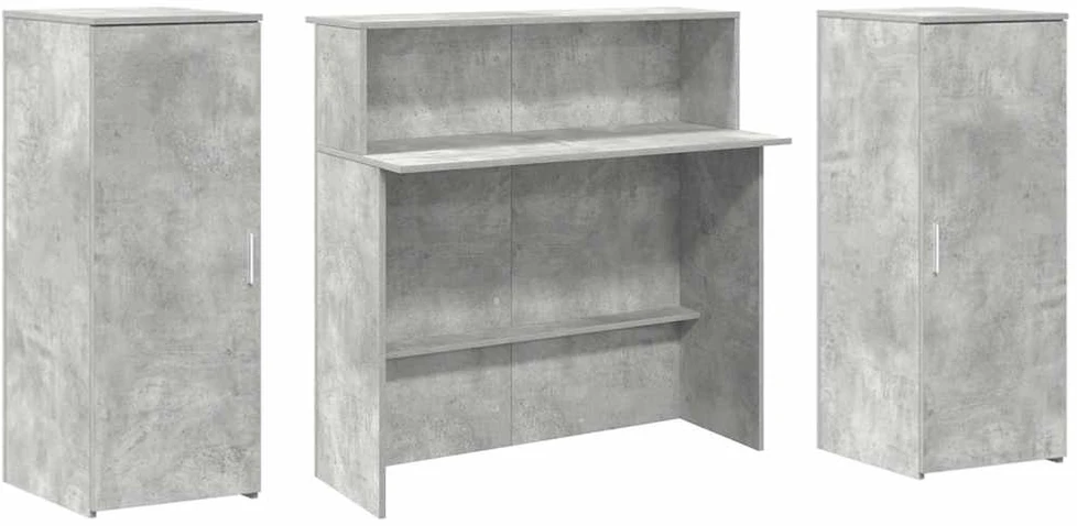 Registratūra, betono pilkas, 180x50x103,5 cm, apdirbta mediena