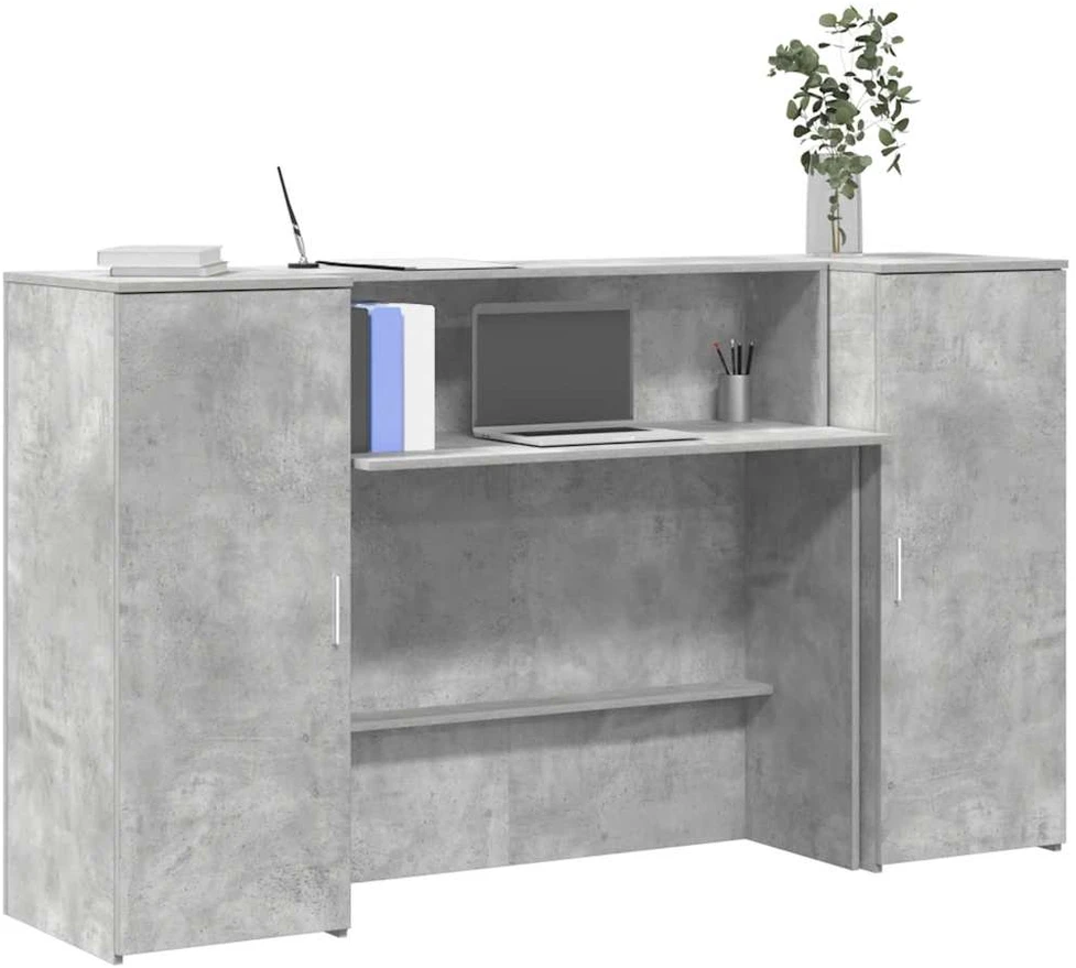 Registratūra, betono pilkas, 180x50x103,5 cm, apdirbta mediena