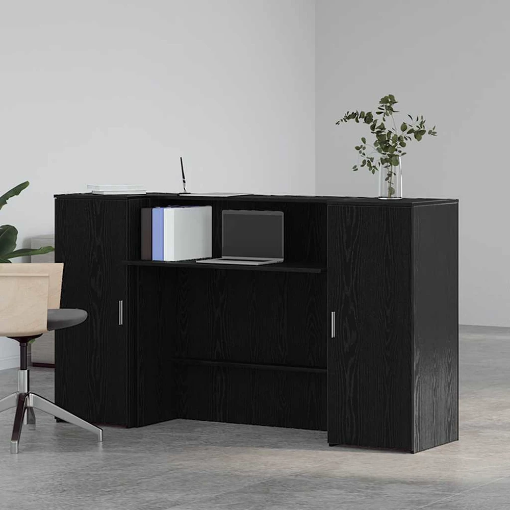 Registratūros stalas, juodo ąžuolo spalvos, 180x50x103,5 cm, inžinerinė mediena
