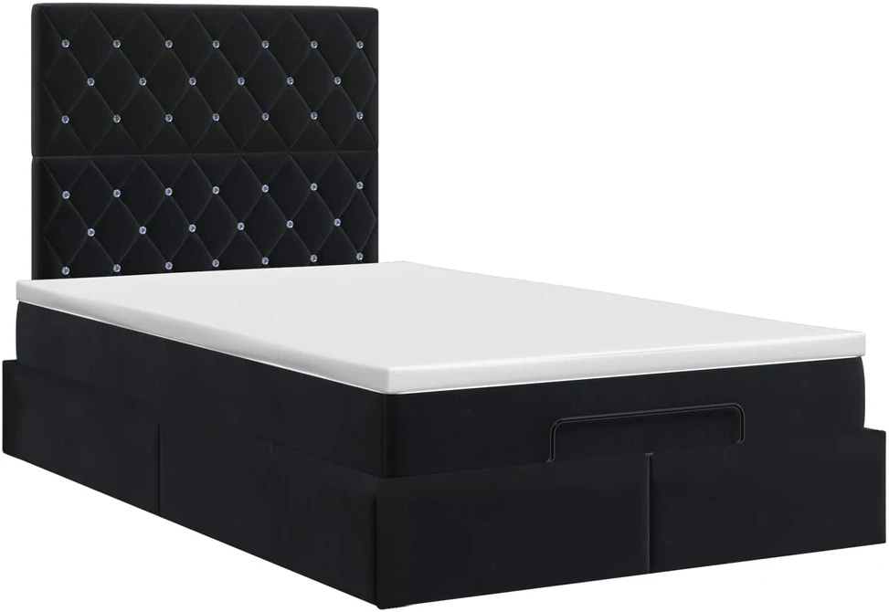 Reguliuojama lova su čiužiniu Juoda 120 x 190 cm Aksomas