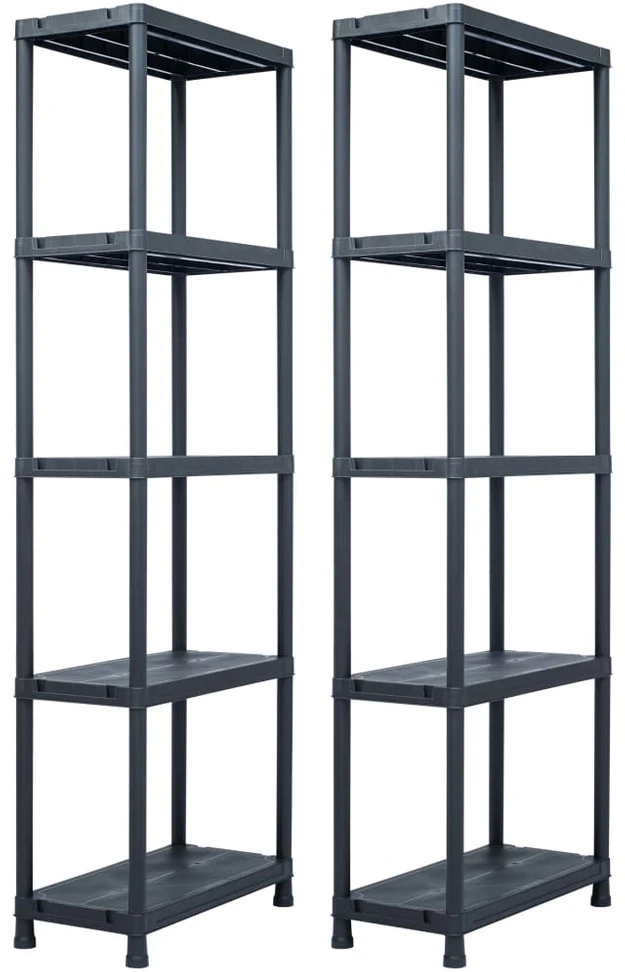 Sandėliavimo lentynos, 2vnt., juod., 60x30x180cm, plast., 125kg