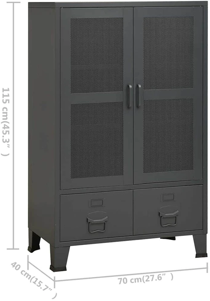 Sandėliavimo spintelė, antracito, 70x40x115cm, metalas