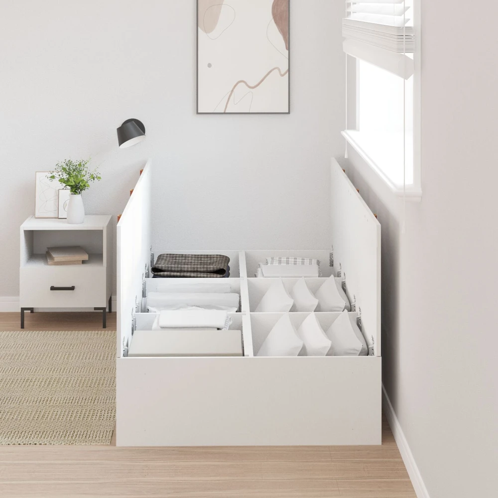Lova su daiktų laikymo vieta Balta 80 x 200 cm Apdirbta mediena