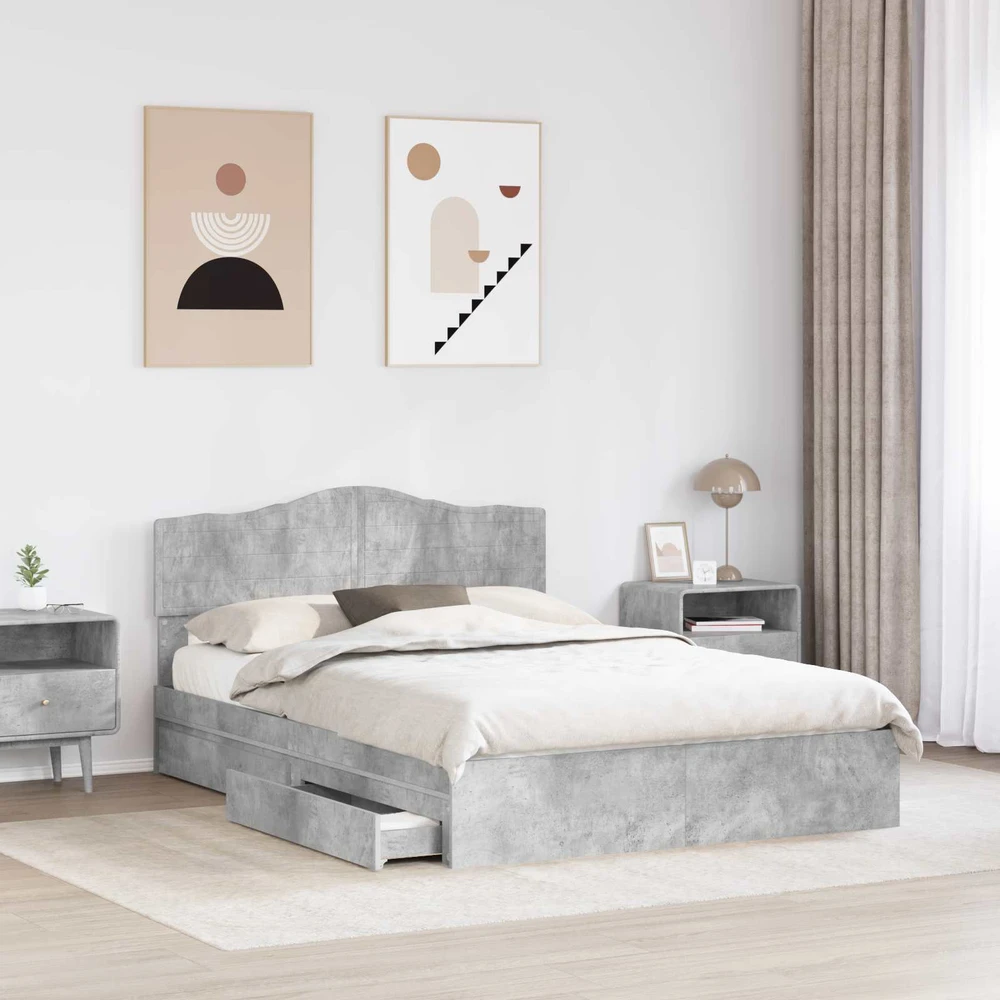 Saugos lova Betono pilka 150 x 200 cm Apdirbta mediena