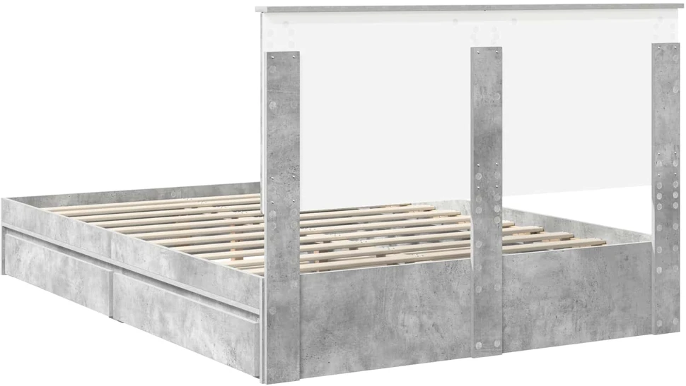 Saugos lova Betono pilka 150 x 200 cm Apdirbta mediena