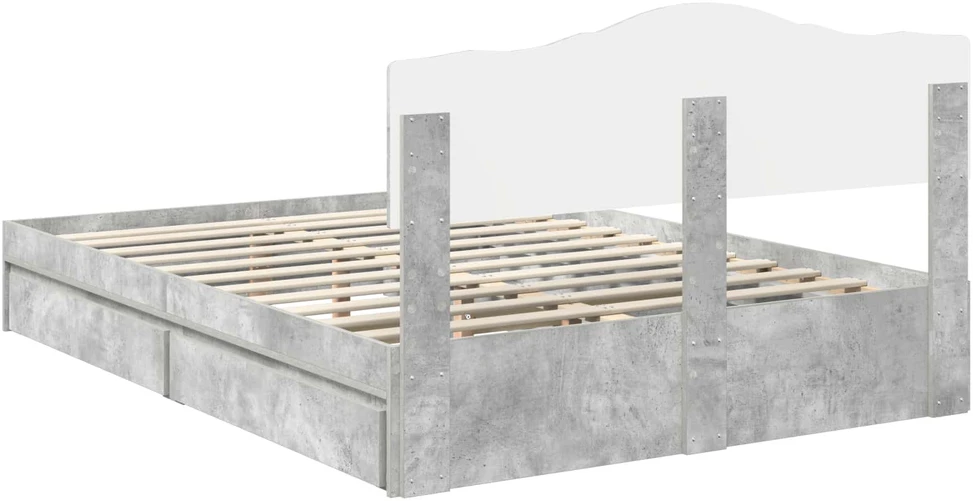 Saugos lova Betono pilka 150 x 200 cm Apdirbta mediena