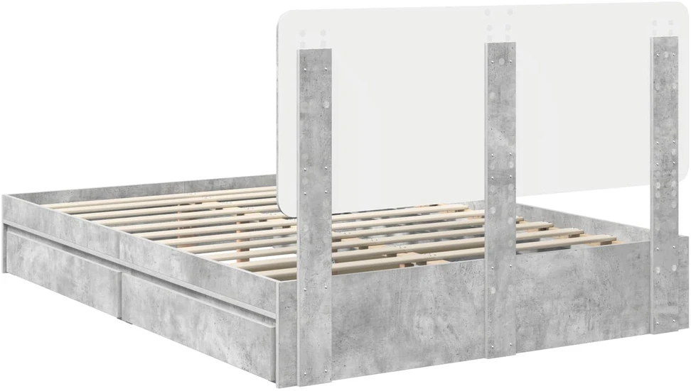 Saugos lova Betono pilka 150 x 200 cm Apdirbta mediena