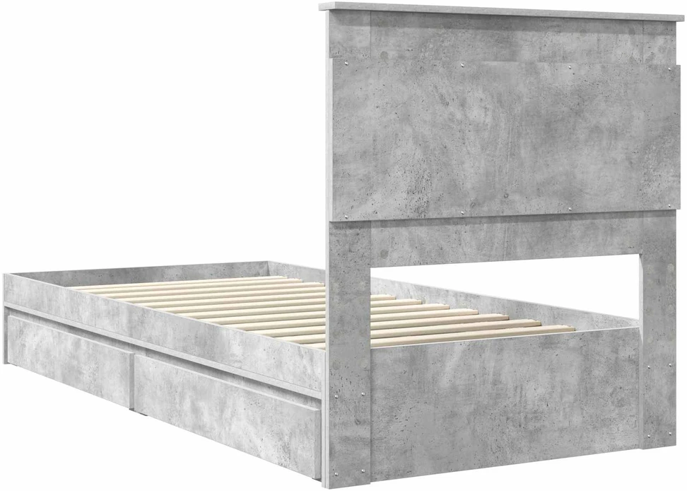 Saugos lova Betono pilka 90 x 190 cm Apdirbta mediena