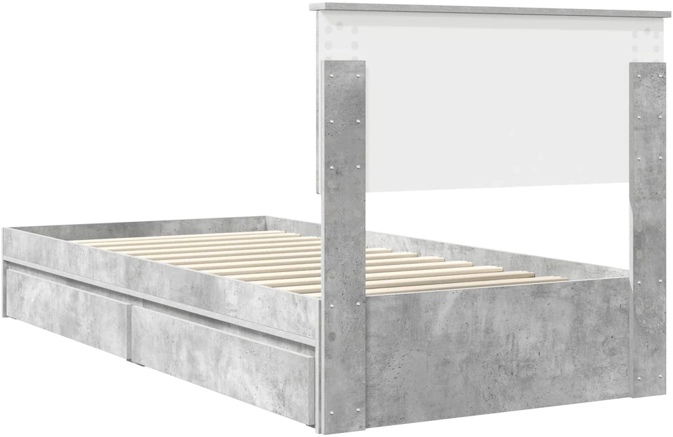 Saugos lova Betono pilka 90 x 190 cm Apdirbta mediena