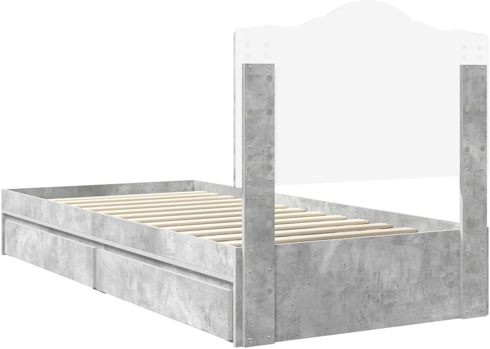 Saugos lova Betono pilka 90 x 190 cm Apdirbta mediena