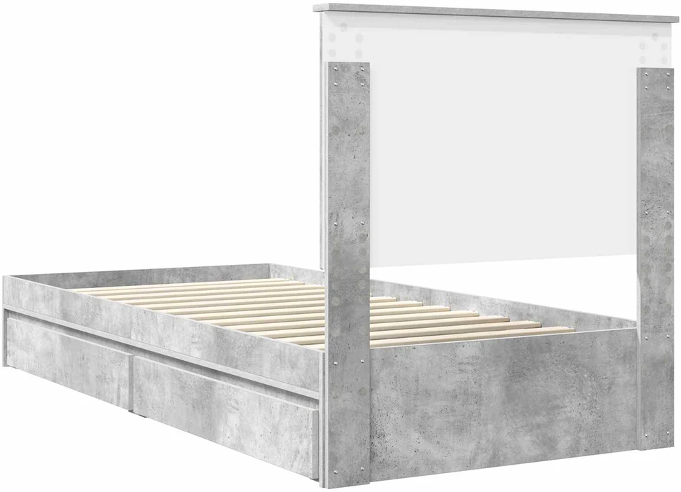 Saugos lova Betono pilka 90 x 190 cm Apdirbta mediena