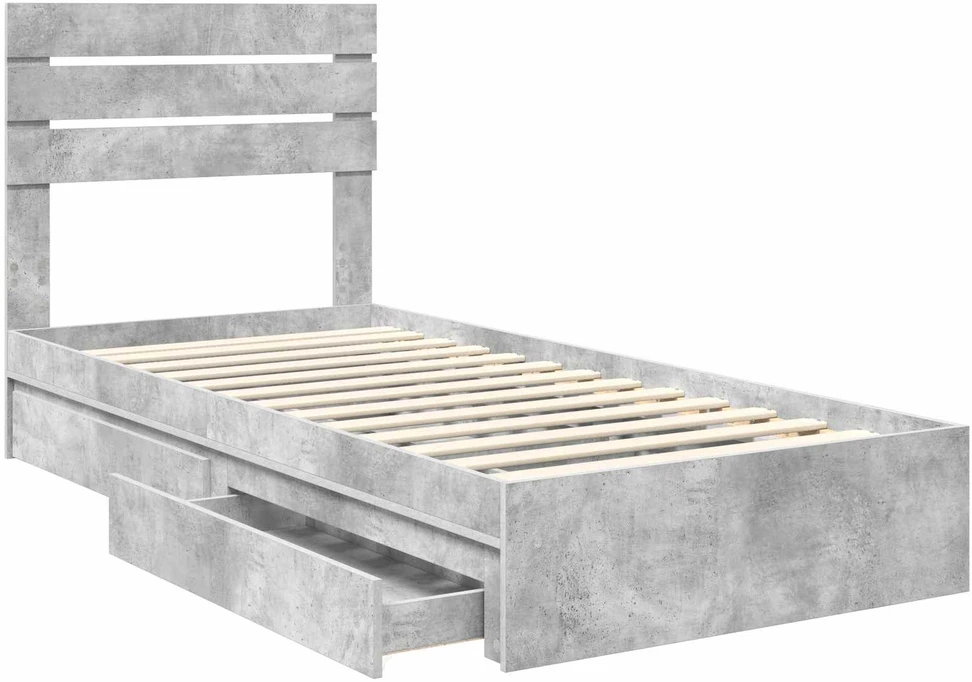 Saugos lova Betono pilka 90 x 190 cm Apdirbta mediena