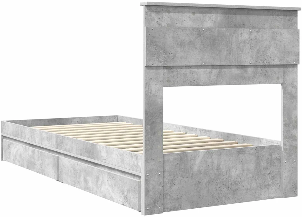 Saugos lova Betono pilka 90 x 190 cm Apdirbta mediena