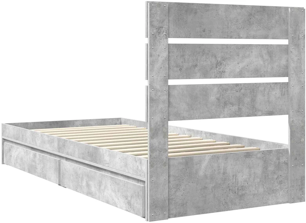 Saugos lova Betono pilka 90 x 190 cm Apdirbta mediena