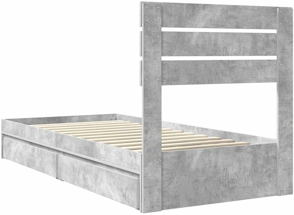 Saugos lova Betono pilka 90 x 190 cm Apdirbta mediena