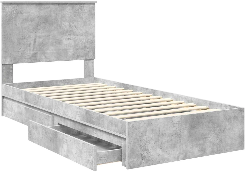 Saugos lova Betono pilka 90 x 190 cm Apdirbta mediena