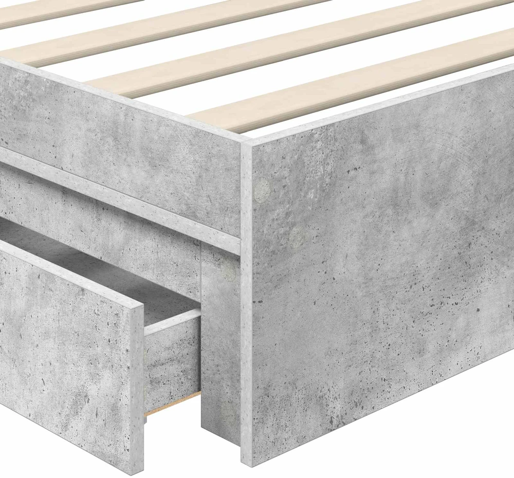 Saugos lova Betono pilka 90 x 190 cm Apdirbta mediena