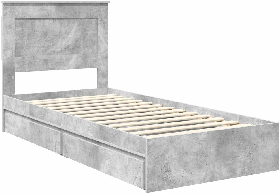 Saugos lova Betono pilka 90 x 190 cm Apdirbta mediena