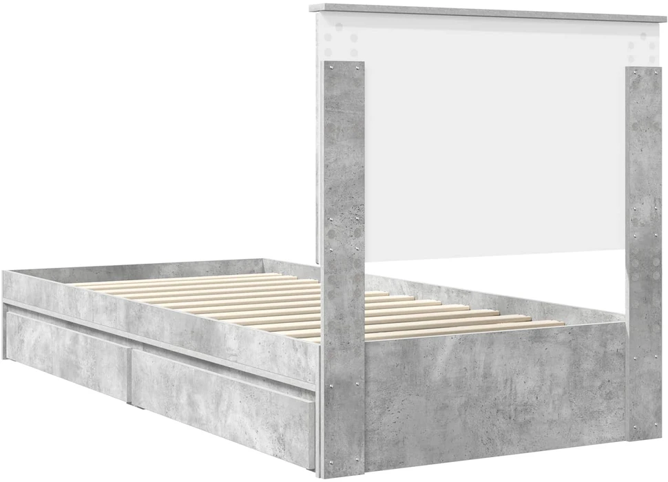 Saugos lova Betono pilka 90 x 190 cm Apdirbta mediena