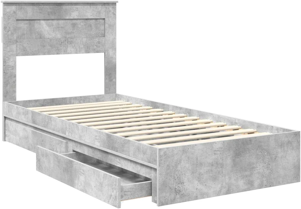 Saugos lova Betono pilka 90 x 190 cm Apdirbta mediena